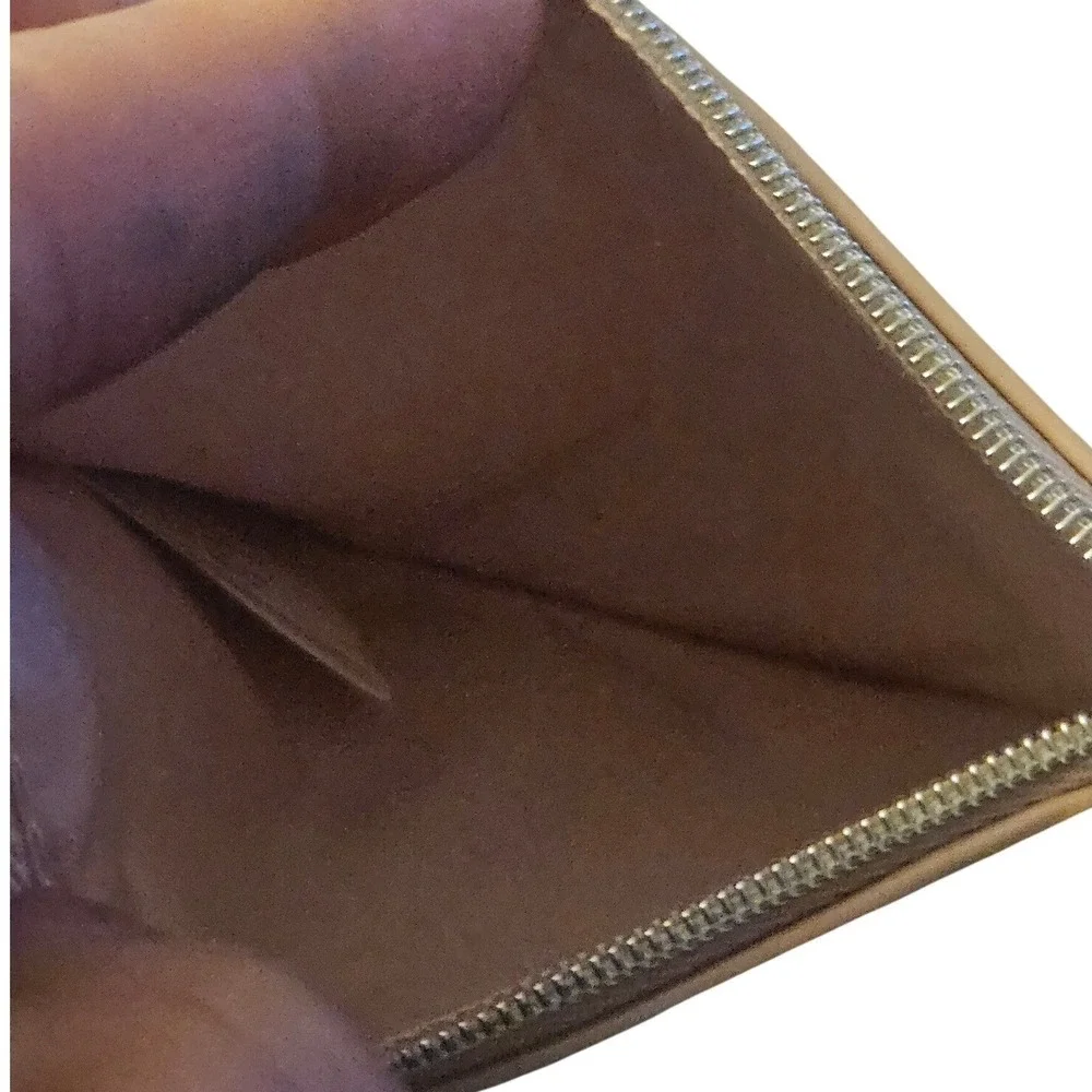 Jimmy Choo‎ Parfums Rose Gold Metallic Pebbled Zip Pouch Wallet Authenticated